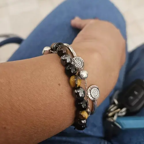 Pulseira Pedras Naturais Mistas Hematita Onix Olho De Tigre - Imagem 5