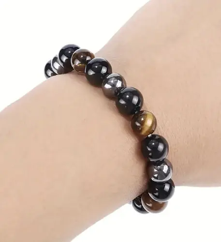 Pulseira Pedras Naturais Mistas Hematita Onix Olho De Tigre - Imagem 6
