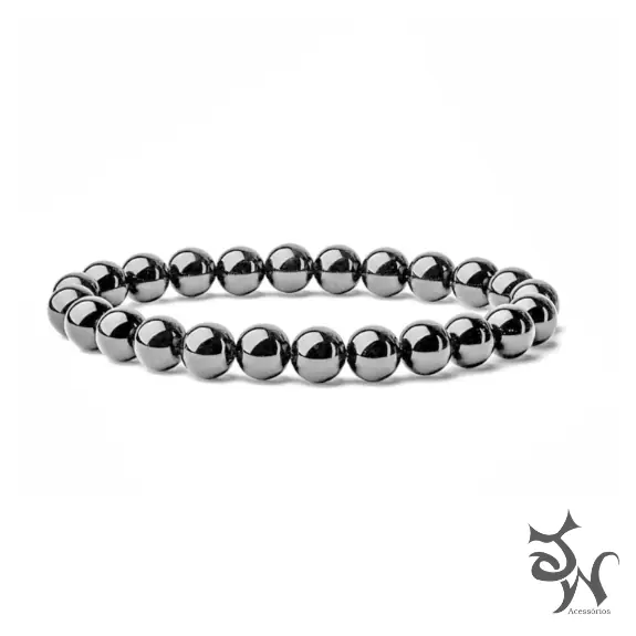 Kit 2 Pulseiras Masculinas Pedras Hematita E Vulcânica 8mm - Imagem 2