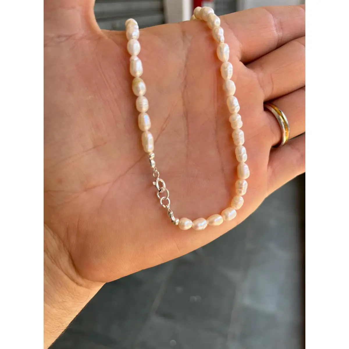 Colar Choker Pérolas Naturais Água Doce Prata 925 - Imagem 2