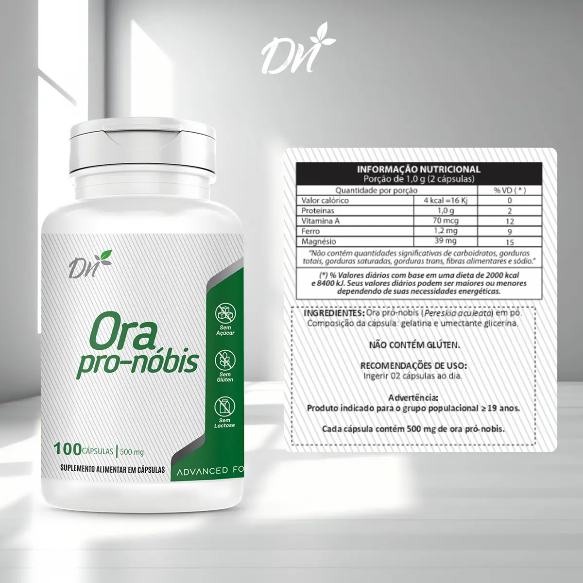 Ora Pro Nobis 500mg 100 Cápsulas Suplemento Natural - Imagem 3