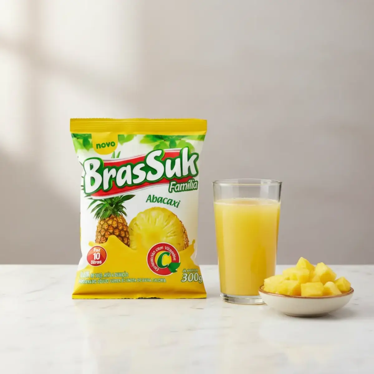 Refresco em Pó Brassuk Abacaxi 300g – Fácil e Economico - Imagem 2