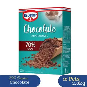 Kit 10 Chocolates Em Pó Solúvel Dr. Oetker 70% Cacau