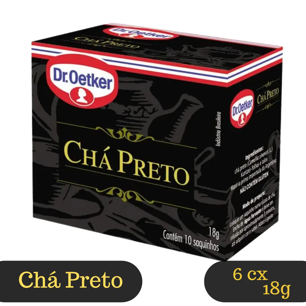 Kit 6 Chás Preto Dr Oetker 10 Sachês 18g Caixa Original