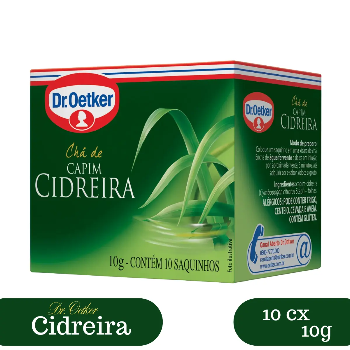 Kit 10 Caixas Chá De Capim Cidreira Dr Oetker 100 Sachês