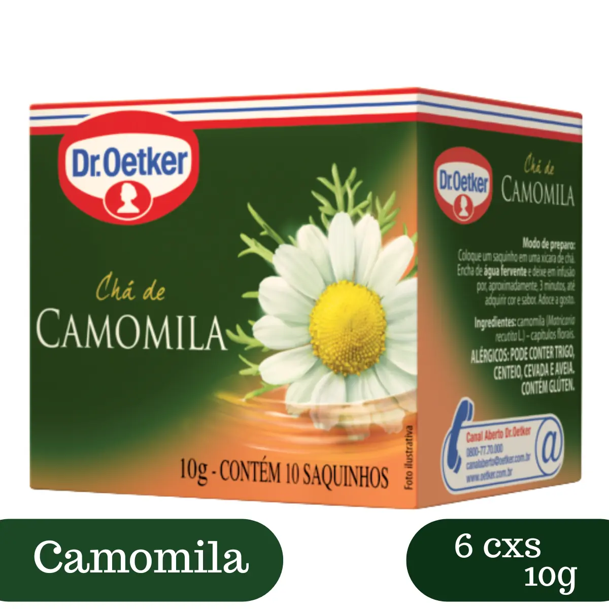 Kit 6 Chás Camomila Dr. Oetker Caixa 10g - 10 Unidades