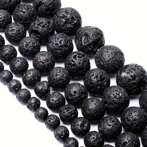 Fio De Pedra Vulcânica Natural 8mm Aprox: 45 Conta Bolinhas - Imagem 6