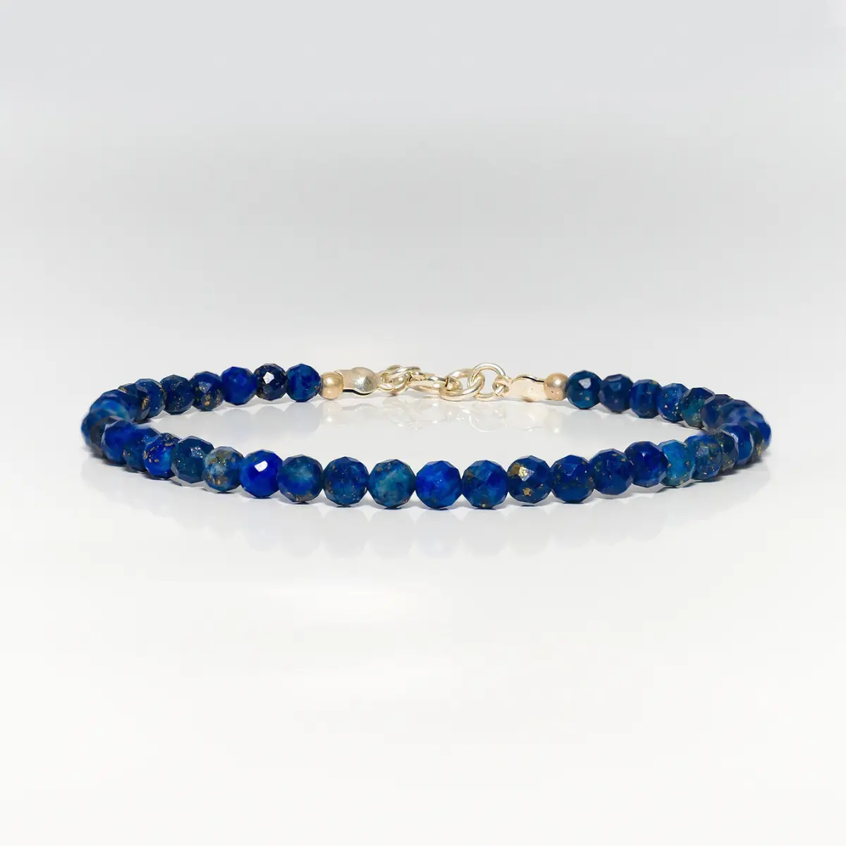 Pulseira De Pedra Lápis Lazúli Natural Energia E Proteção Prata - M