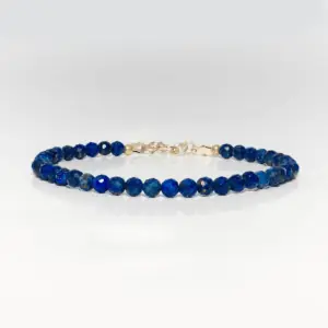 Pulseira De Pedra Lápis Lazúli Natural Energia E Proteção Prata - G