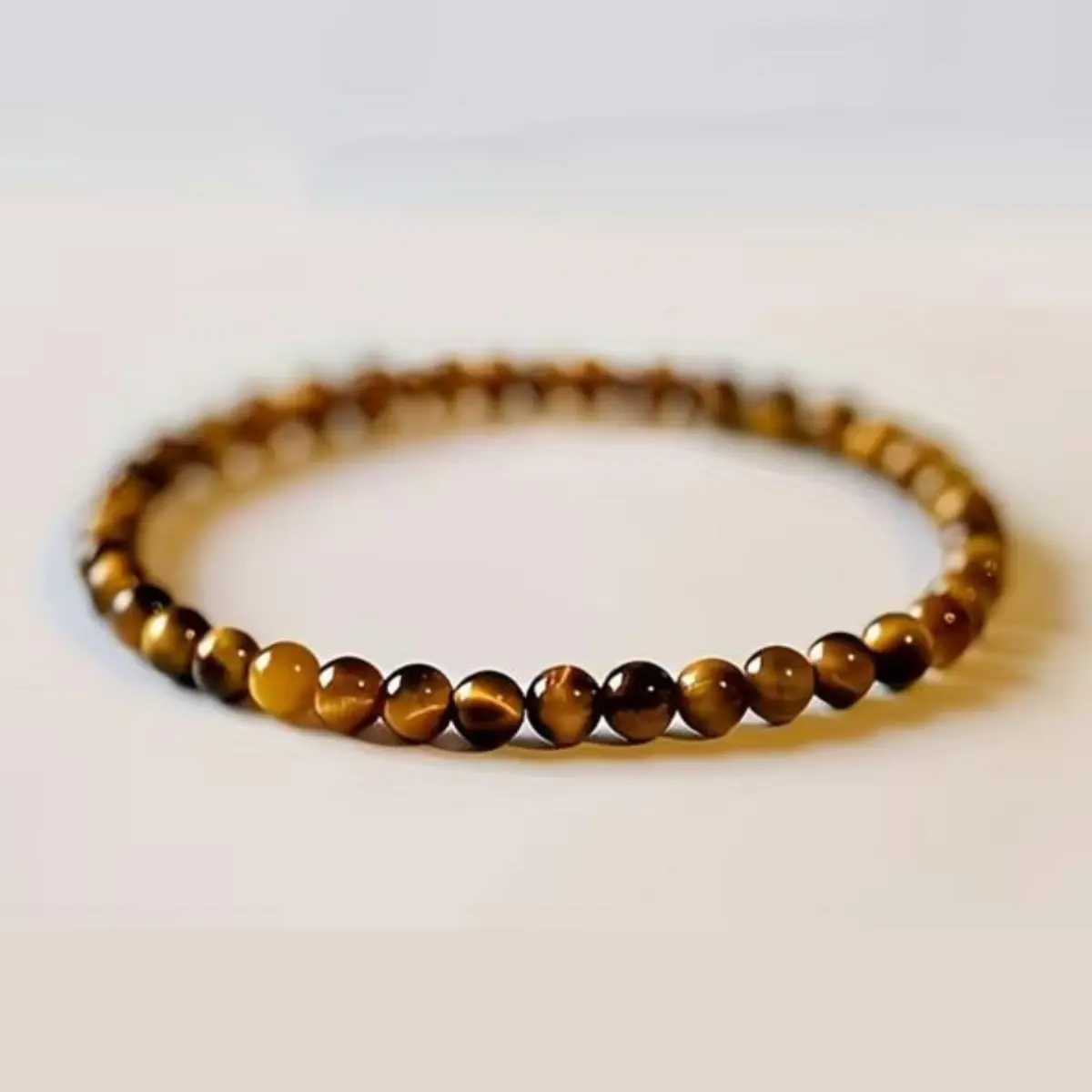 Pulseira Olho De Tigre Natural 6mm Pedra Proteção Unissex