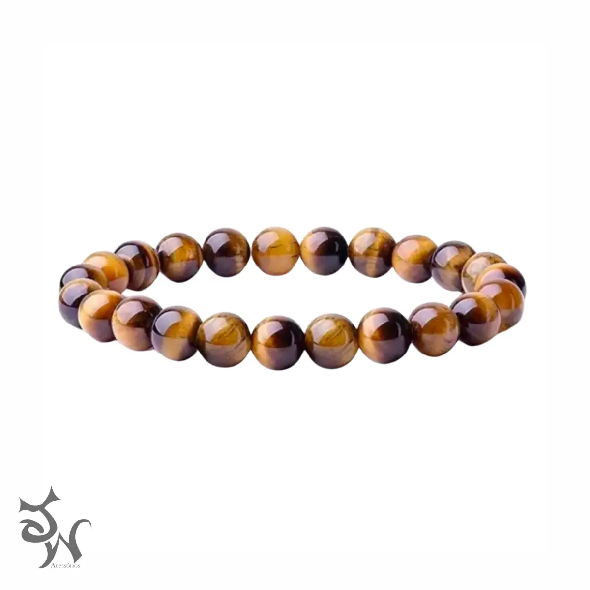Pulseira Olho De Tigre Natural 6mm Pedra Proteção Unissex - Imagem 3