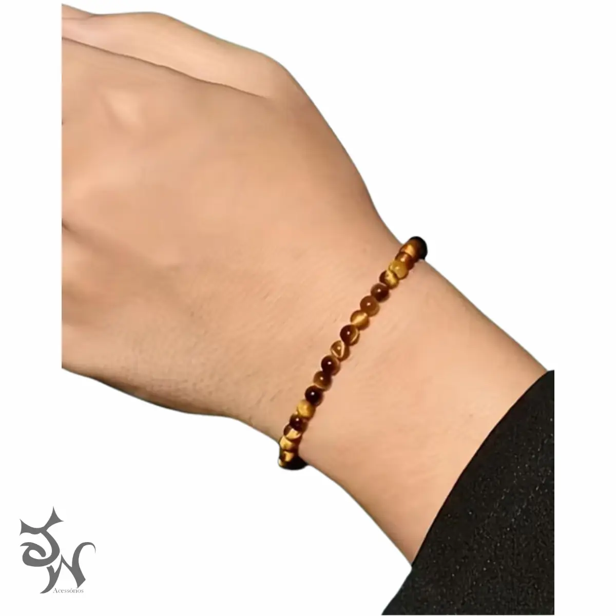 Pulseira Olho De Tigre Natural 6mm Pedra Proteção Unissex - Imagem 2