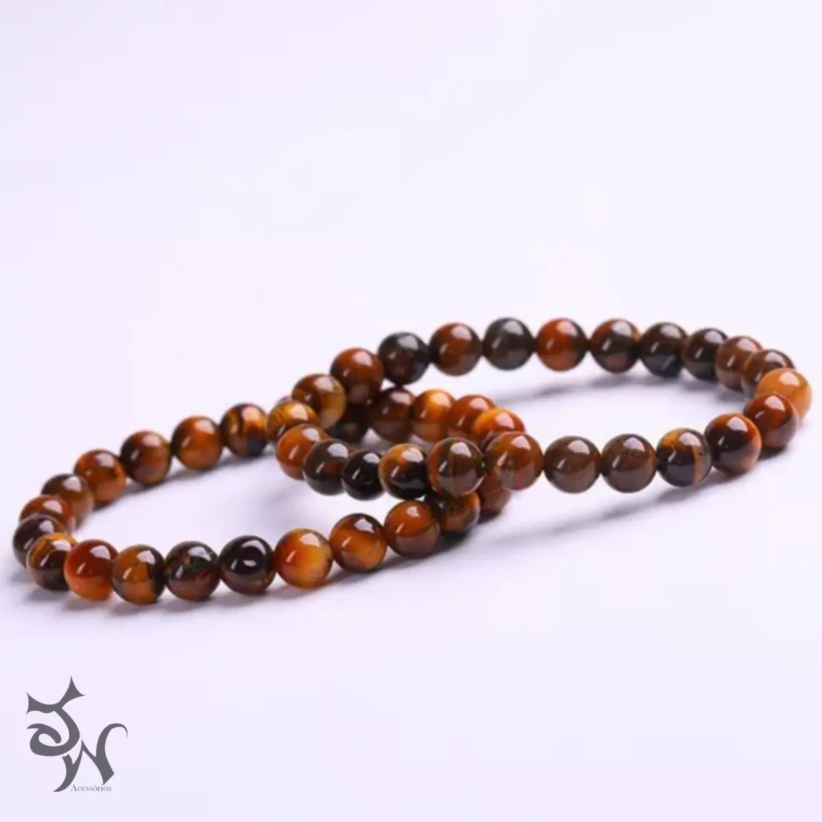 Pulseira Olho De Tigre Natural 6mm Pedra Proteção Unissex - Imagem 4