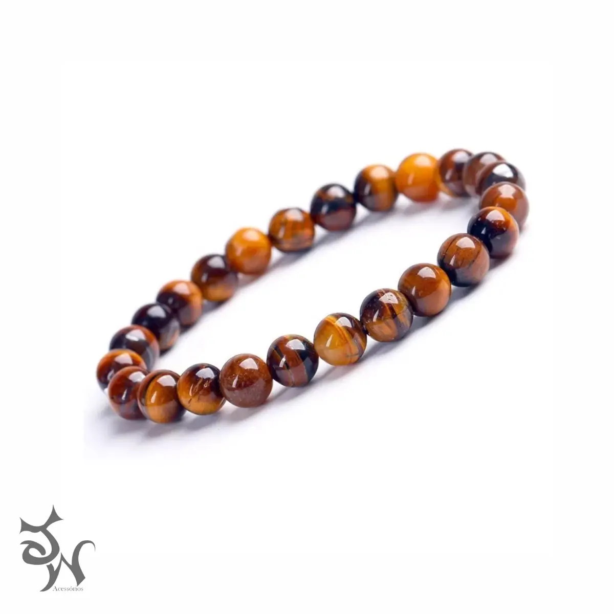 Pulseira Olho De Tigre Natural 6mm Pedra Proteção Unissex - Imagem 6