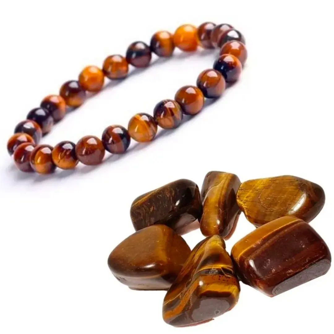 Pulseira Olho De Tigre Natural 6mm Pedra Proteção Unissex - Imagem 7