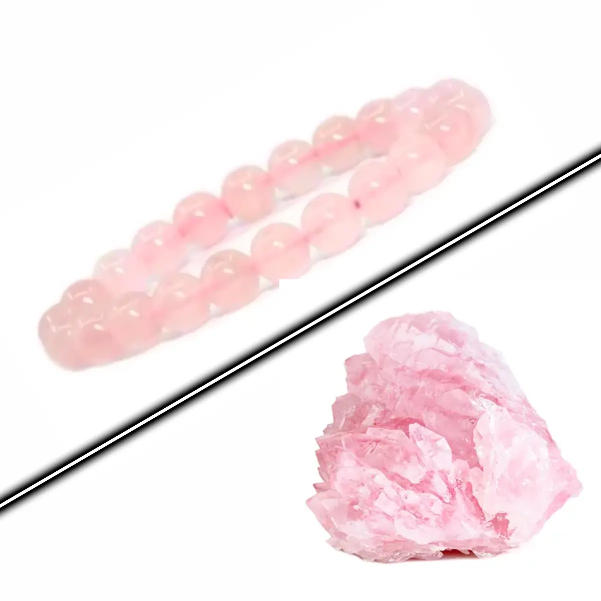 Pulseira Quartzo Rosa 8mm Pedra Natural Amor Energia - 21cm - Imagem 2