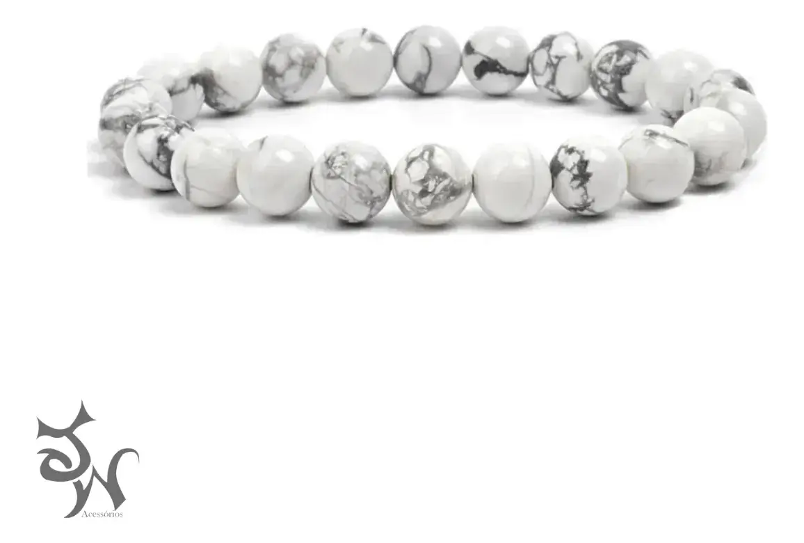Pulseira Howlita Branca 8mm - 19 Cm - Imagem 3