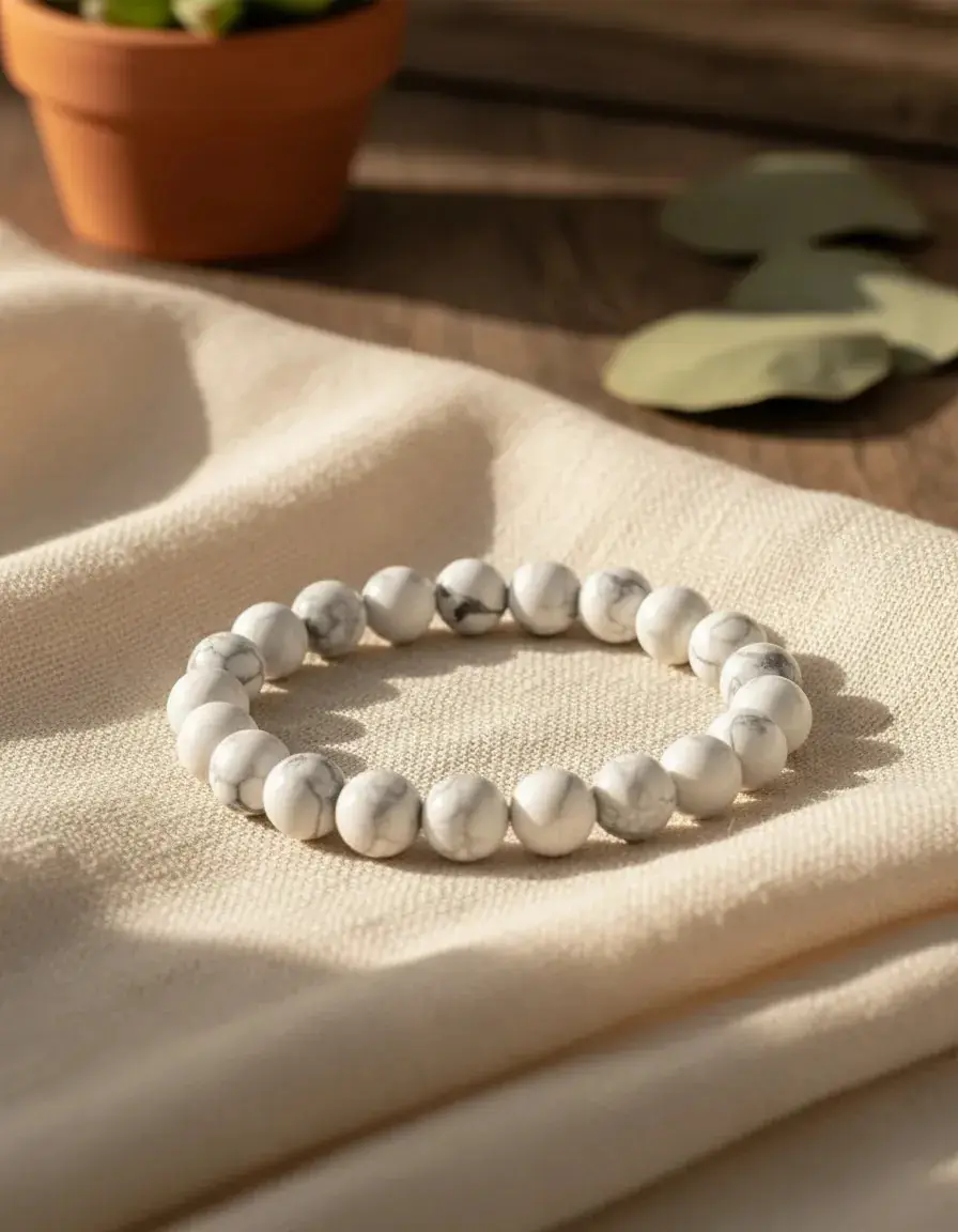 Pulseira Howlita Branca 8mm - 21 Cm - Imagem 2