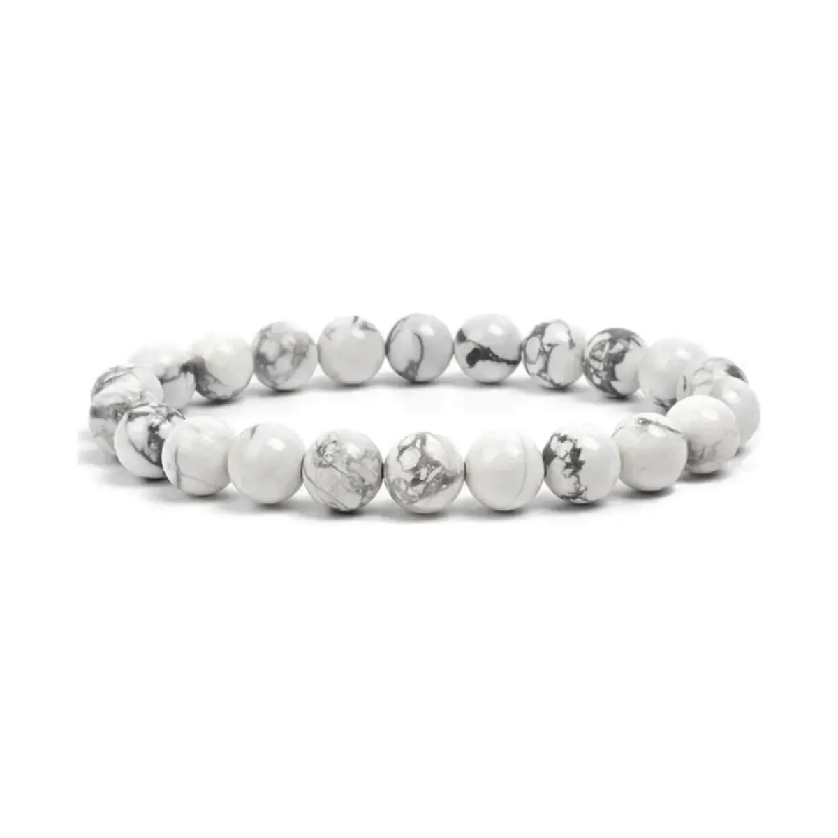 Pulseira Howlita Branca 8mm - 19 Cm