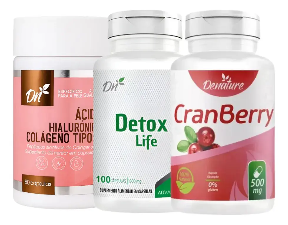 Combo Detox Cranberry Colágeno Tipo 2 Ácido Hialurônico - Dn Kit Dn - Imagem 2
