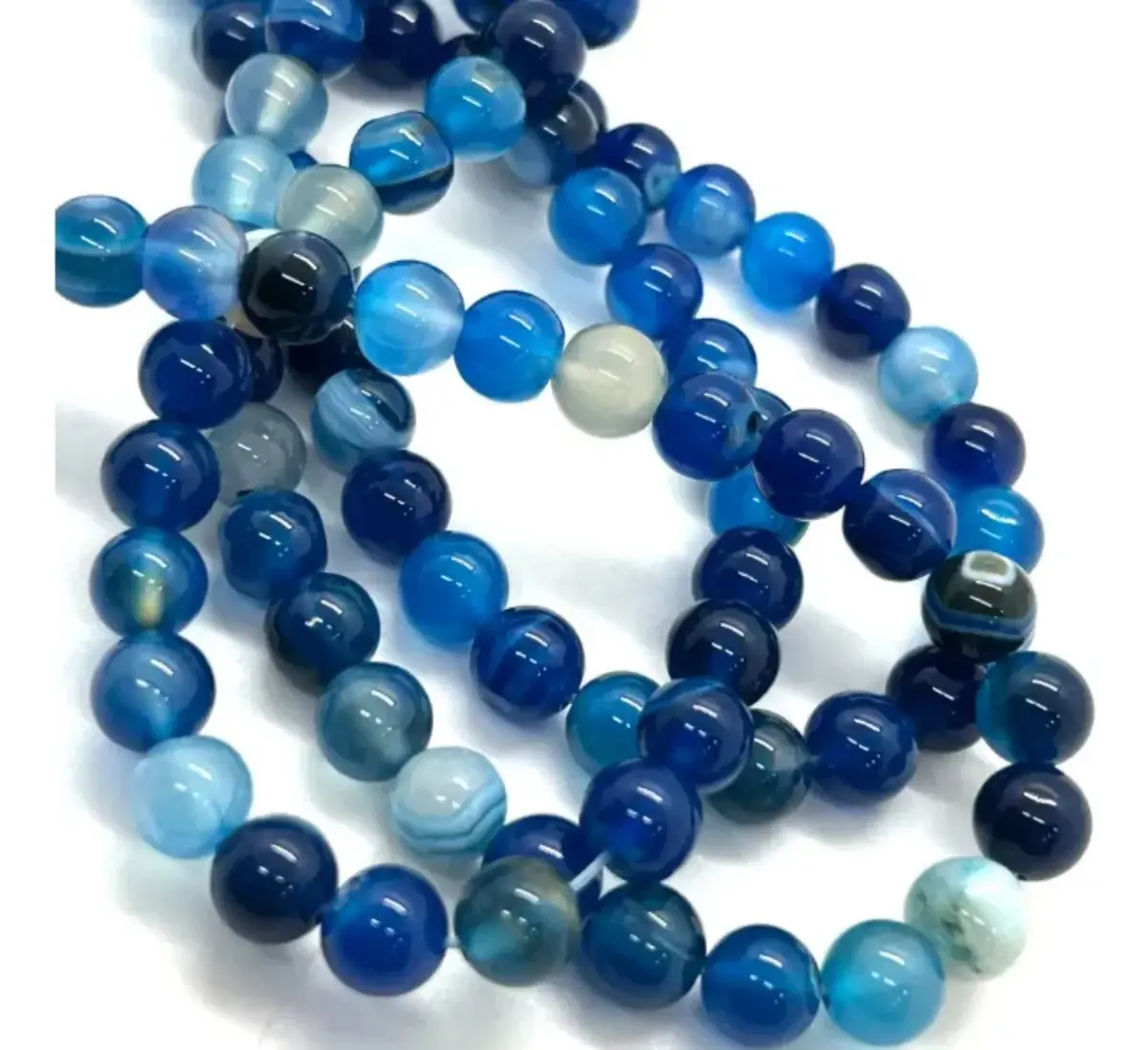 Fio De Pedra Natural Ágata Azul 6mm - Artesanato - Joias Ágata 6mm