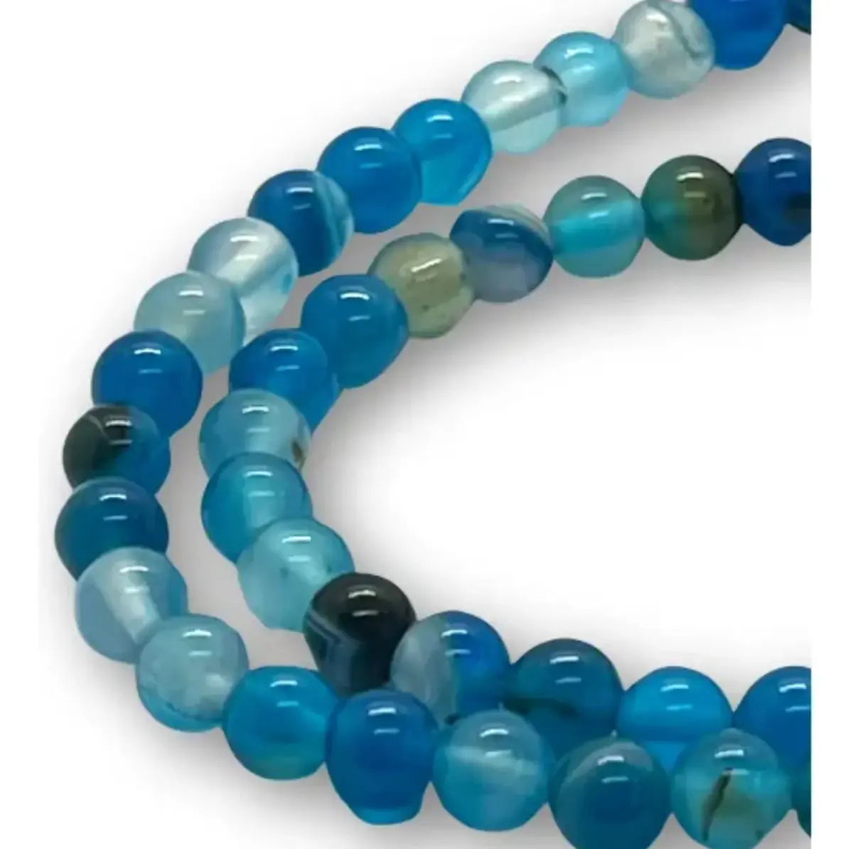 Fio De Pedra Natural Ágata Azul 6mm - Artesanato - Joias Ágata 6mm - Imagem 2