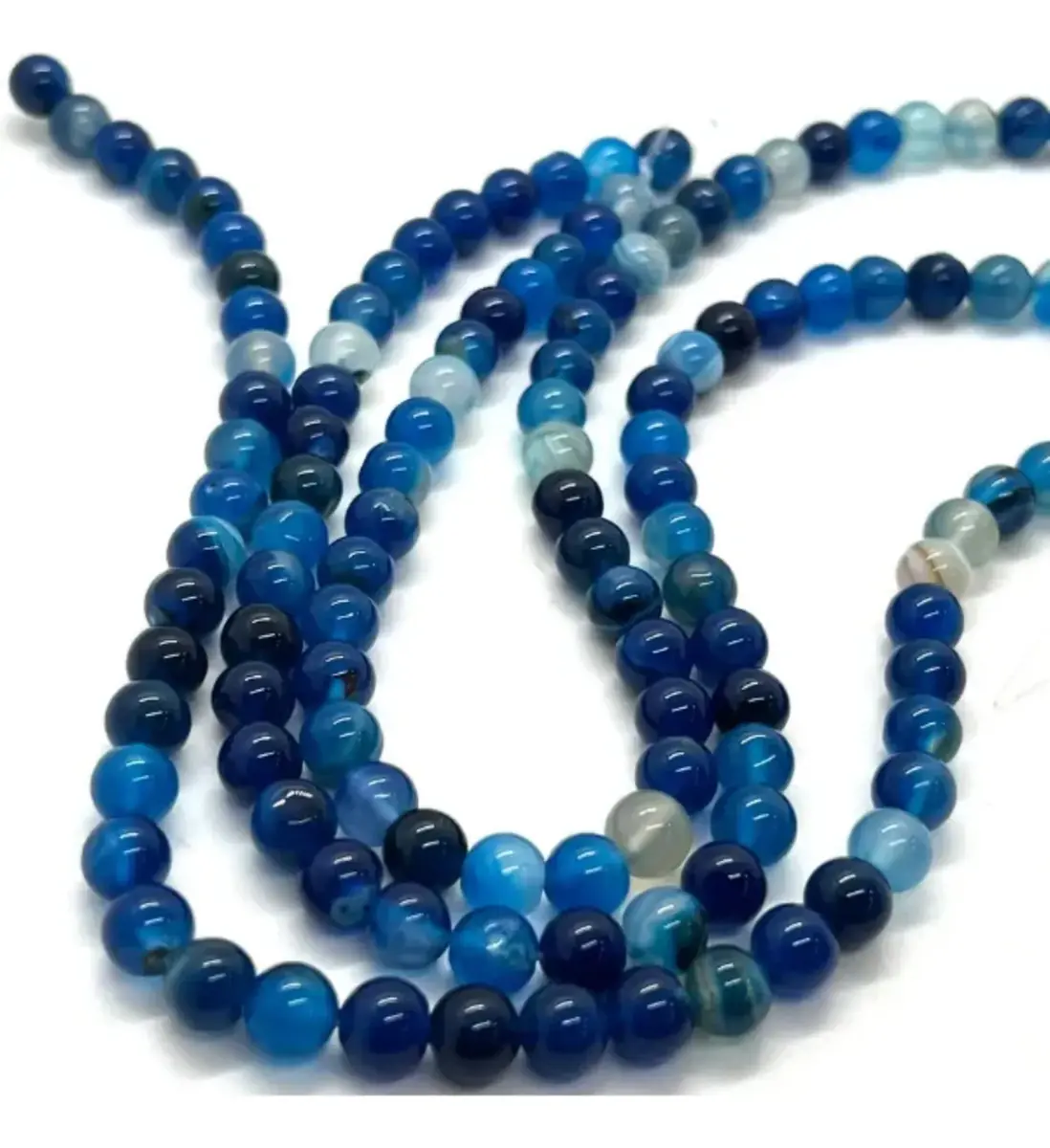 Fio De Pedra Natural Ágata Azul 6mm - Artesanato - Joias Ágata 6mm - Imagem 3