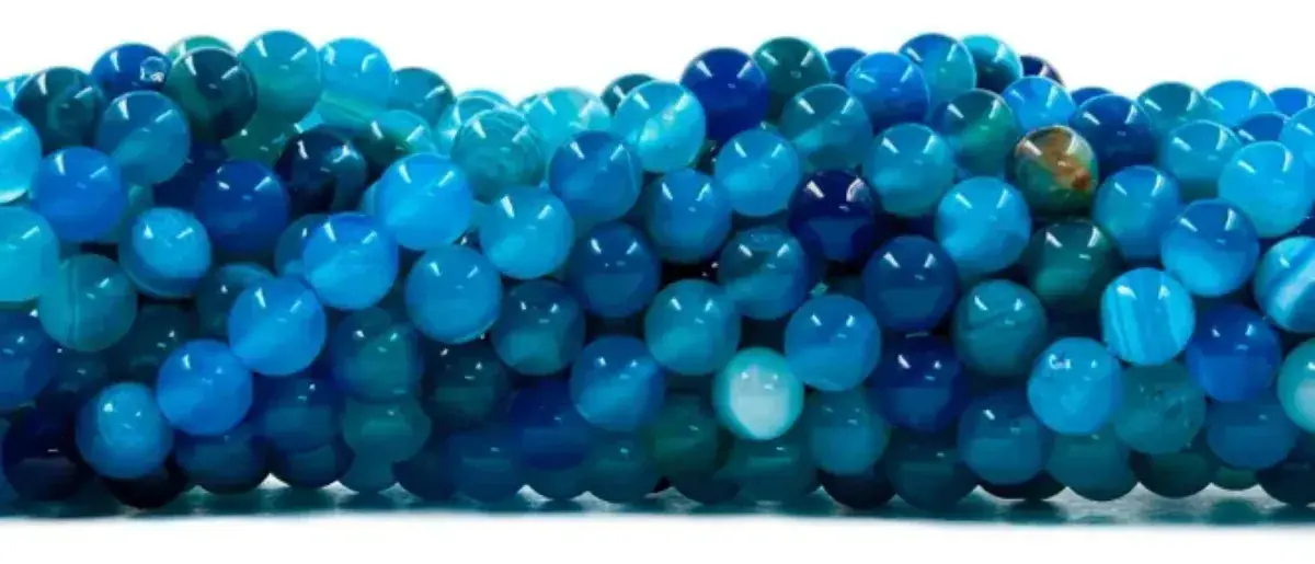 Fio De Pedra Natural Ágata Azul 6mm - Artesanato - Joias Ágata 6mm - Imagem 5