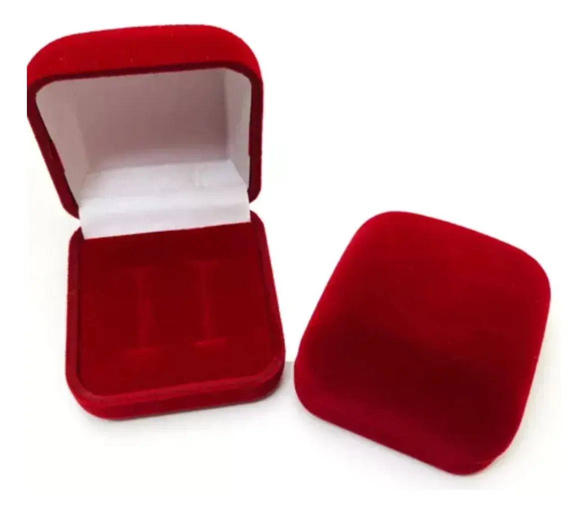 Kit 2 Caixinhas Aliança Veludo Luxo Pedido Namoro Casamento Vermelha 2cxs