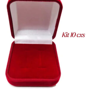 Kit 10 Caixinhas Aliança Veludo Luxo Pedido Namoro Casamento Vermelha 10 Cxs