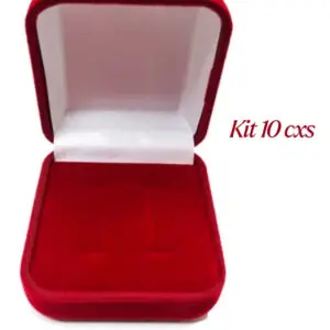 Kit 10 Caixinhas Aliança Veludo Luxo Pedido Namoro Casamento Vermelha 10 Cxs