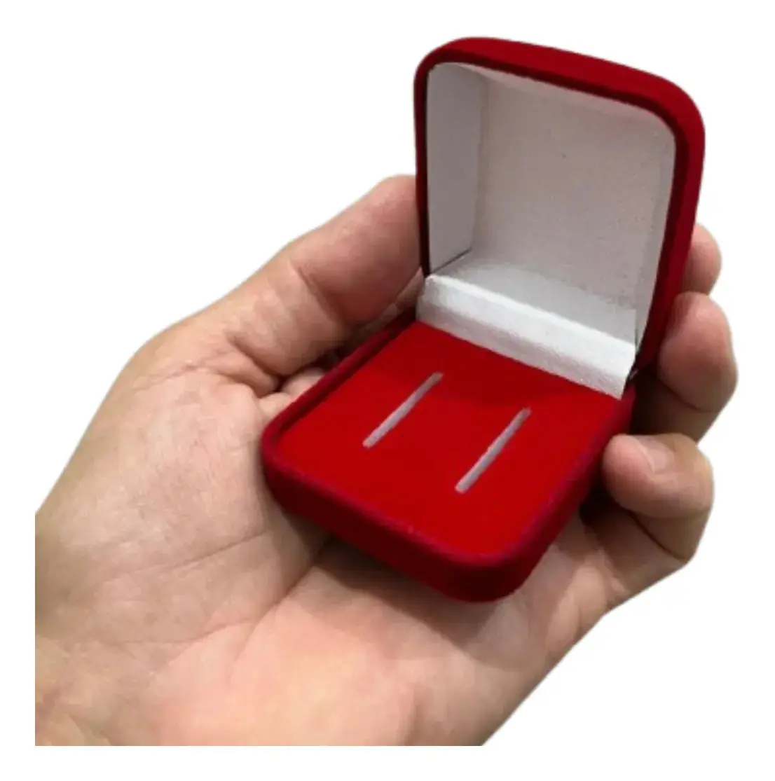 Kit 2 Caixinhas Aliança Veludo Luxo Pedido Namoro Casamento Vermelha 2cxs - Imagem 4
