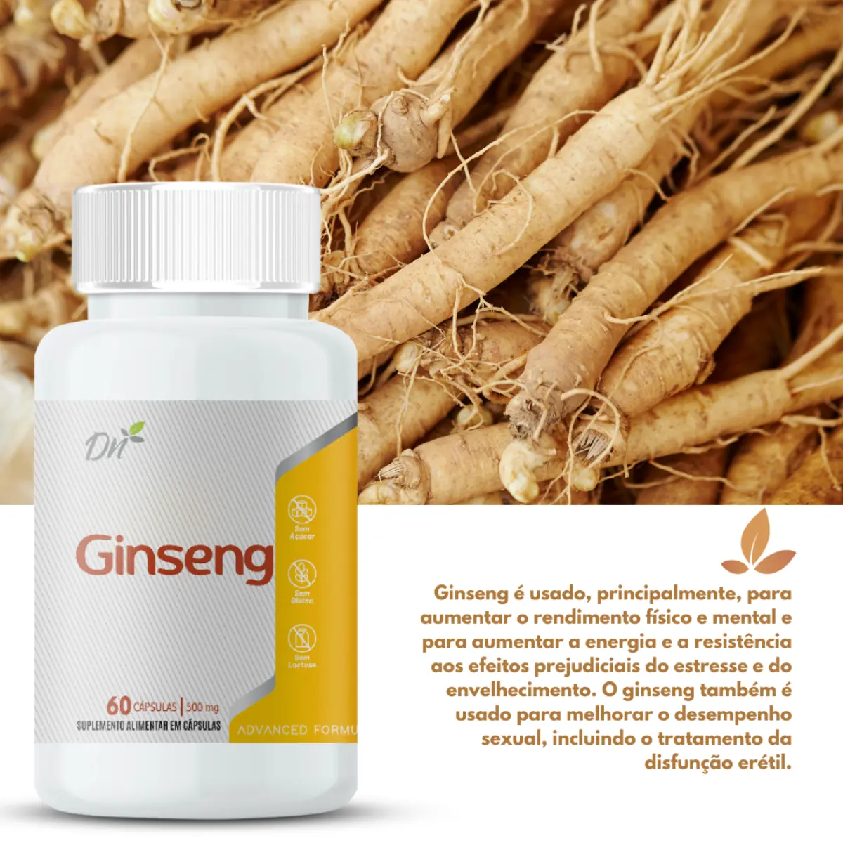 Ginseng 500mg Denature  60 Caps - Imagem 2