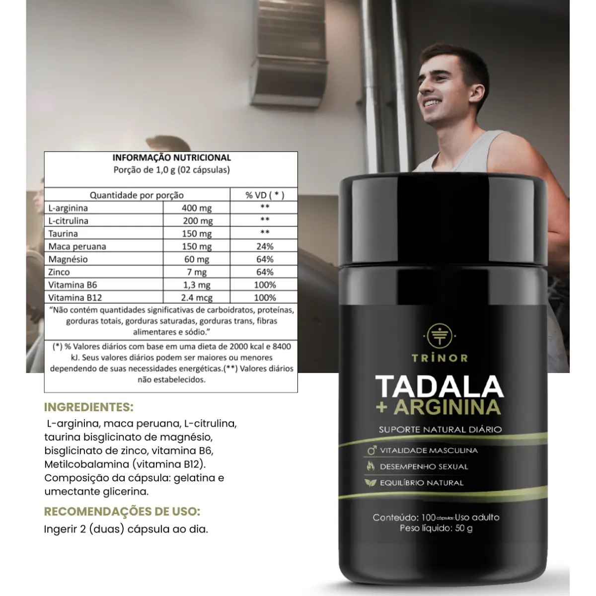 Tadala + Arginina Trinor 100 Caps - Imagem 3