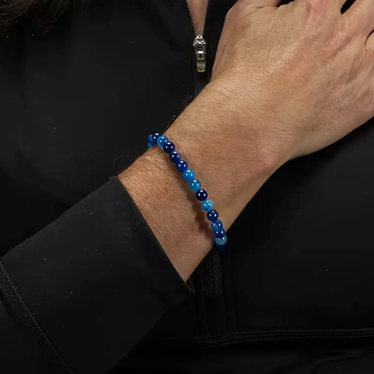 Pulseira Ágata Azul Pedra Natural Energia Saúde 6mm - 21 Cm - Imagem 2