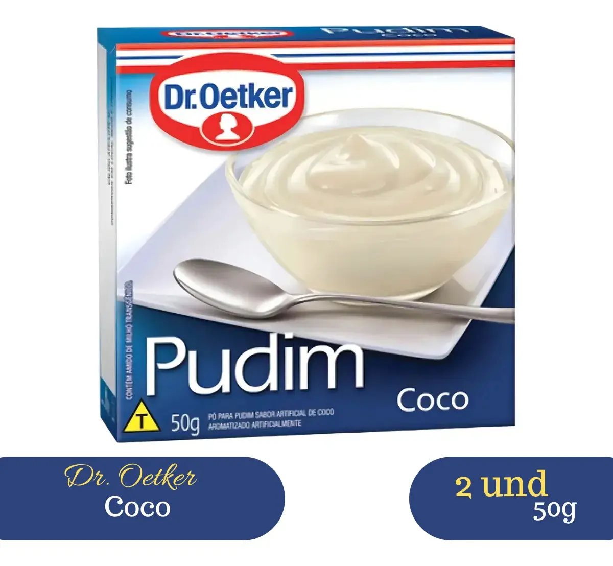 Kit 2 Und Pudim De Coco Dr. Oetker 50g Fácil Preparo