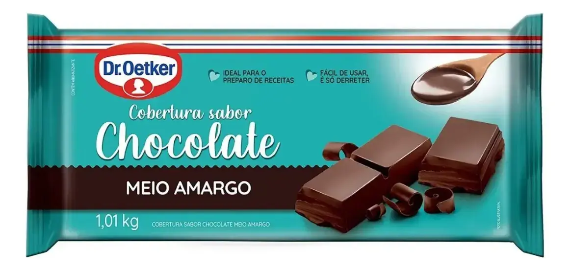 Cobertura Meio Amargo Dr. Oetker 1,01kg  Confeitaria - Imagem 2
