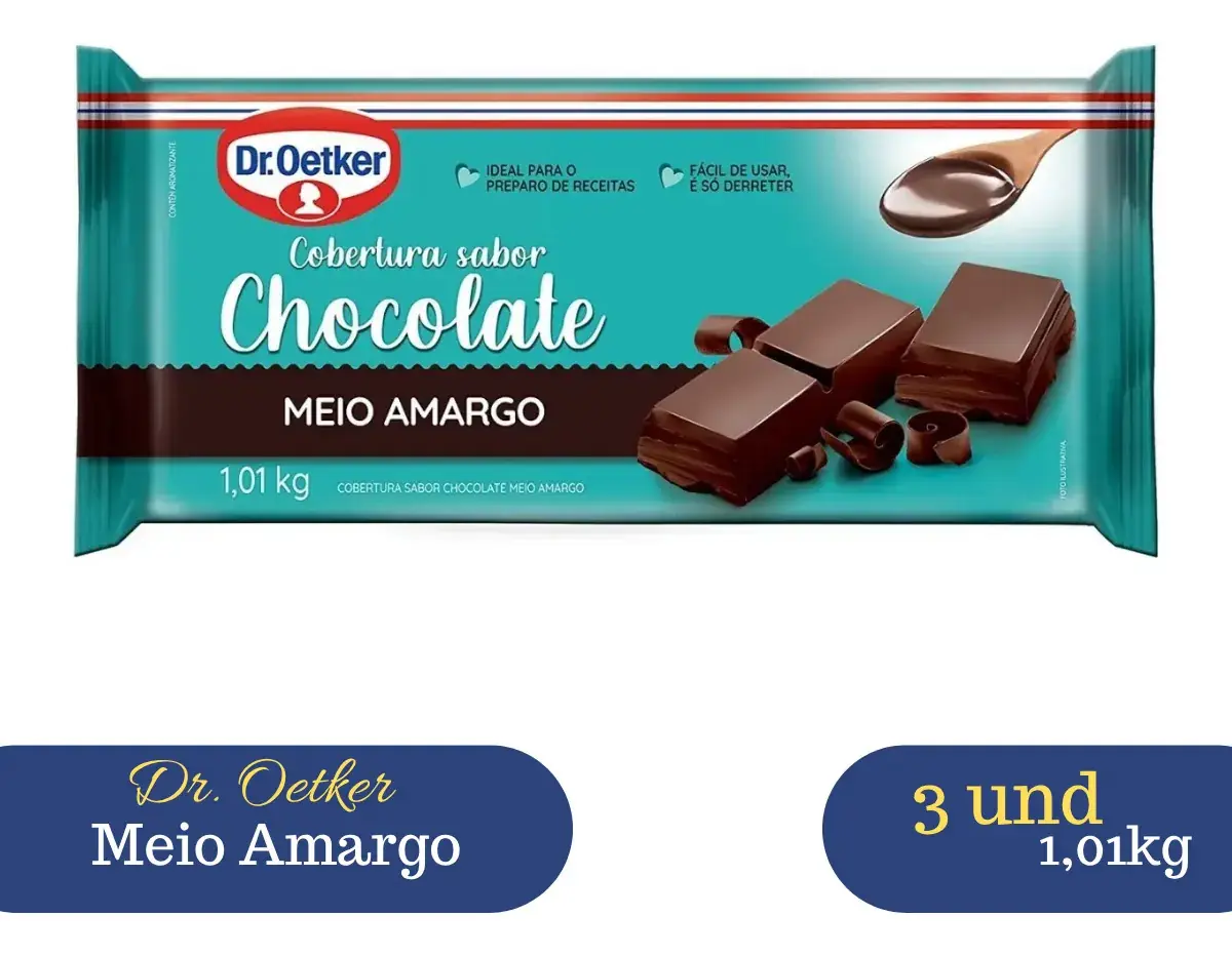 Kit 3 Cobertura Chocolate Meio Amargo Dr. Oetker Sem Glúten