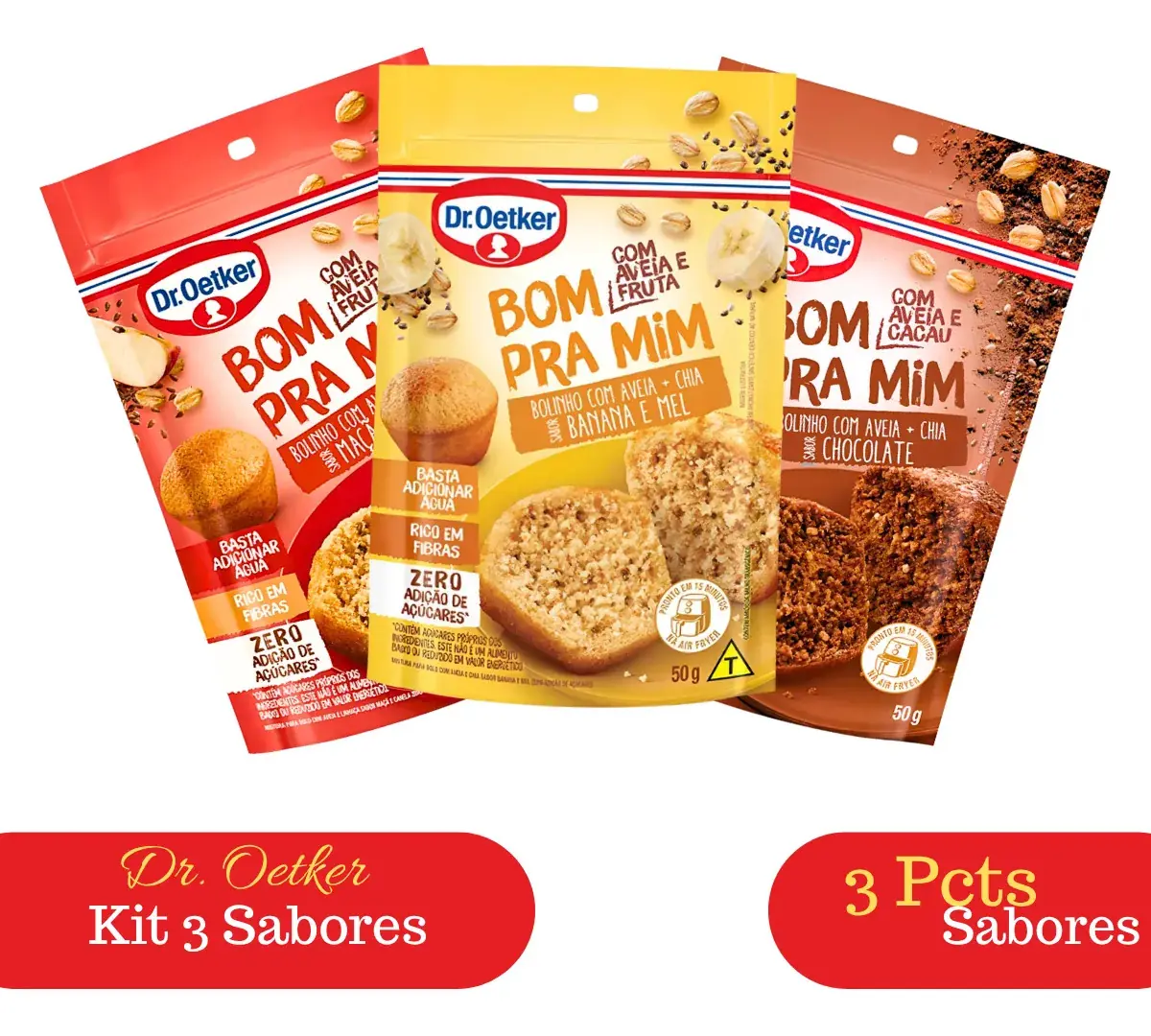 Kit 3 Misturas Bolo De Chocolate, Maça, Banana Dr. Oetker