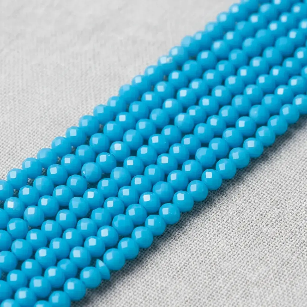 Miçanga Cristal Guia Vidro Azul Claro 8mm - Espiritualidade Azul-celeste 40 Cm 8 Mm