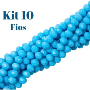 Kit 10 Fios De Miçanga Cristal Guia Vidro Azul Claro 8mm Azul-celeste 40 Cm 8 Mm