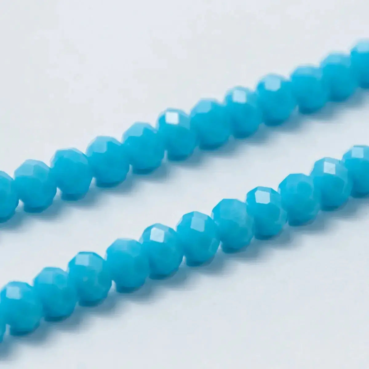 Kit 10 Fios De Miçanga Cristal Guia Vidro Azul Claro 8mm Azul-celeste 40 Cm 8 Mm - Imagem 3