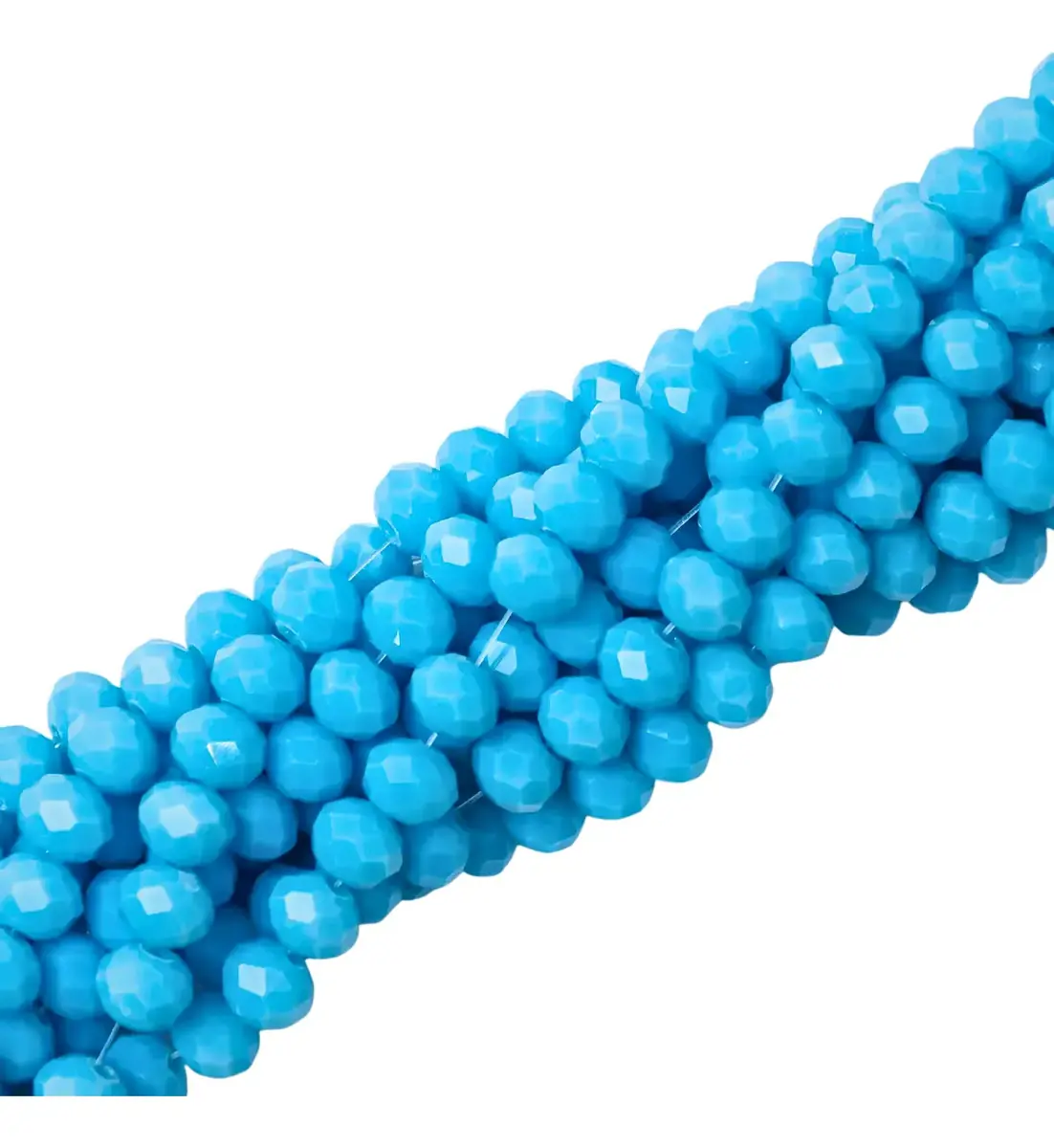 Kit 10 Fios De Miçanga Cristal Guia Vidro Azul Claro 8mm Azul-celeste 40 Cm 8 Mm - Imagem 4