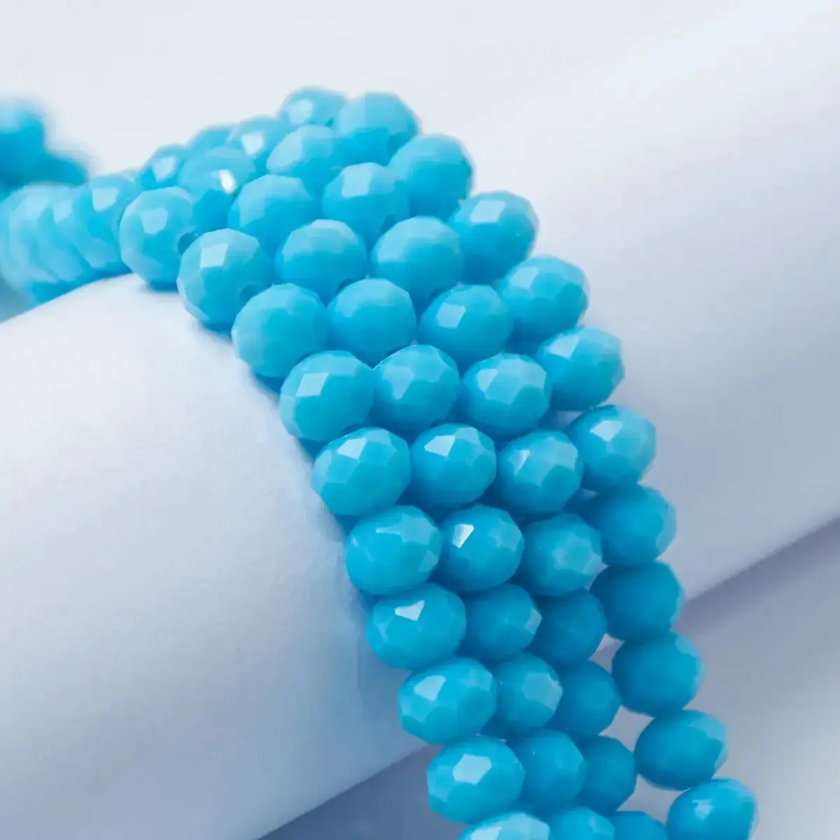 Kit 10 Fios De Miçanga Cristal Guia Vidro Azul Claro 8mm Azul-celeste 40 Cm 8 Mm - Imagem 6