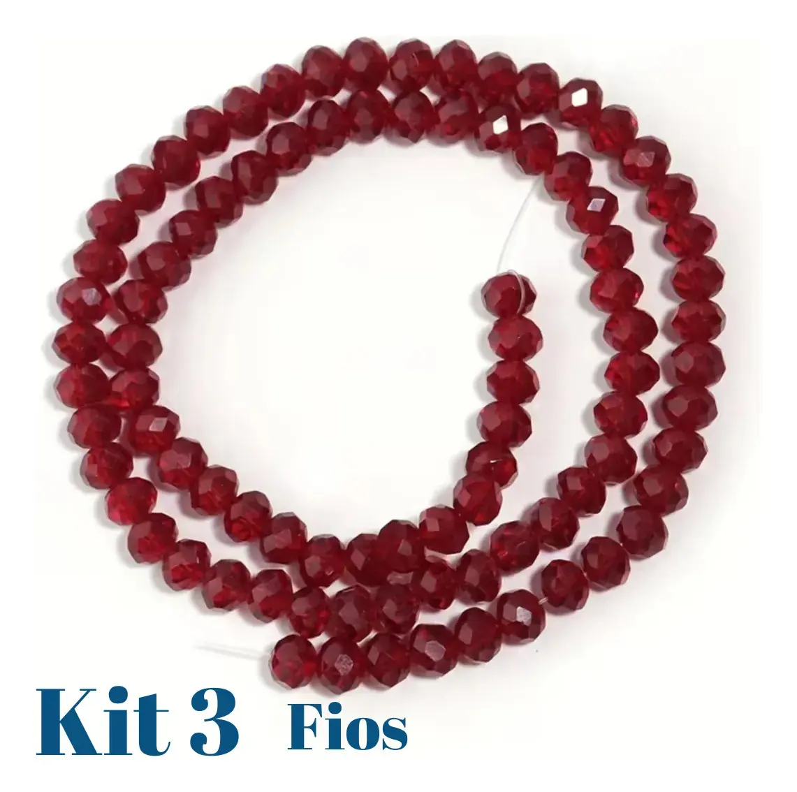 Kit 3 Fios De Miçanga Cristal Guia Vidro Vermelho 8mm Vermelho 40 Cm 8 Mm