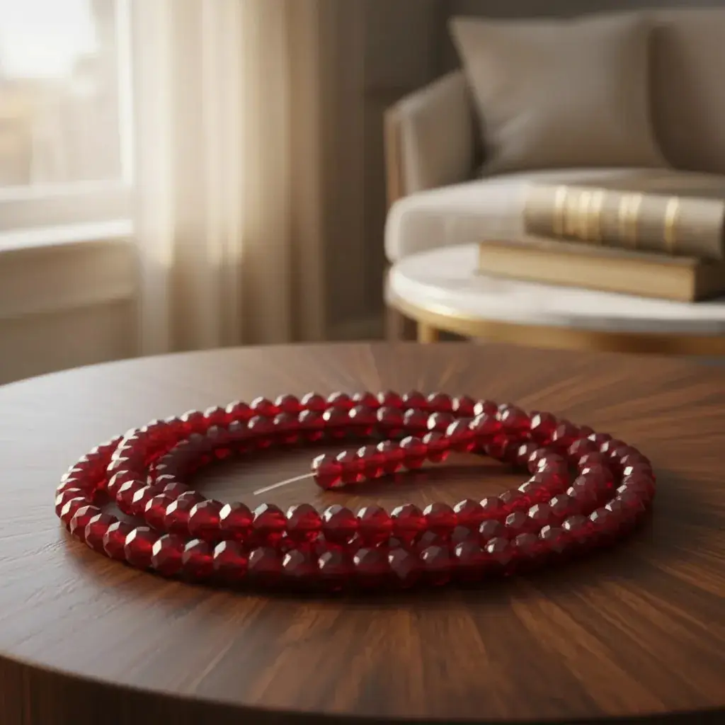 Kit 3 Fios De Miçanga Cristal Guia Vidro Vermelho 8mm Vermelho 40 Cm 8 Mm - Imagem 2