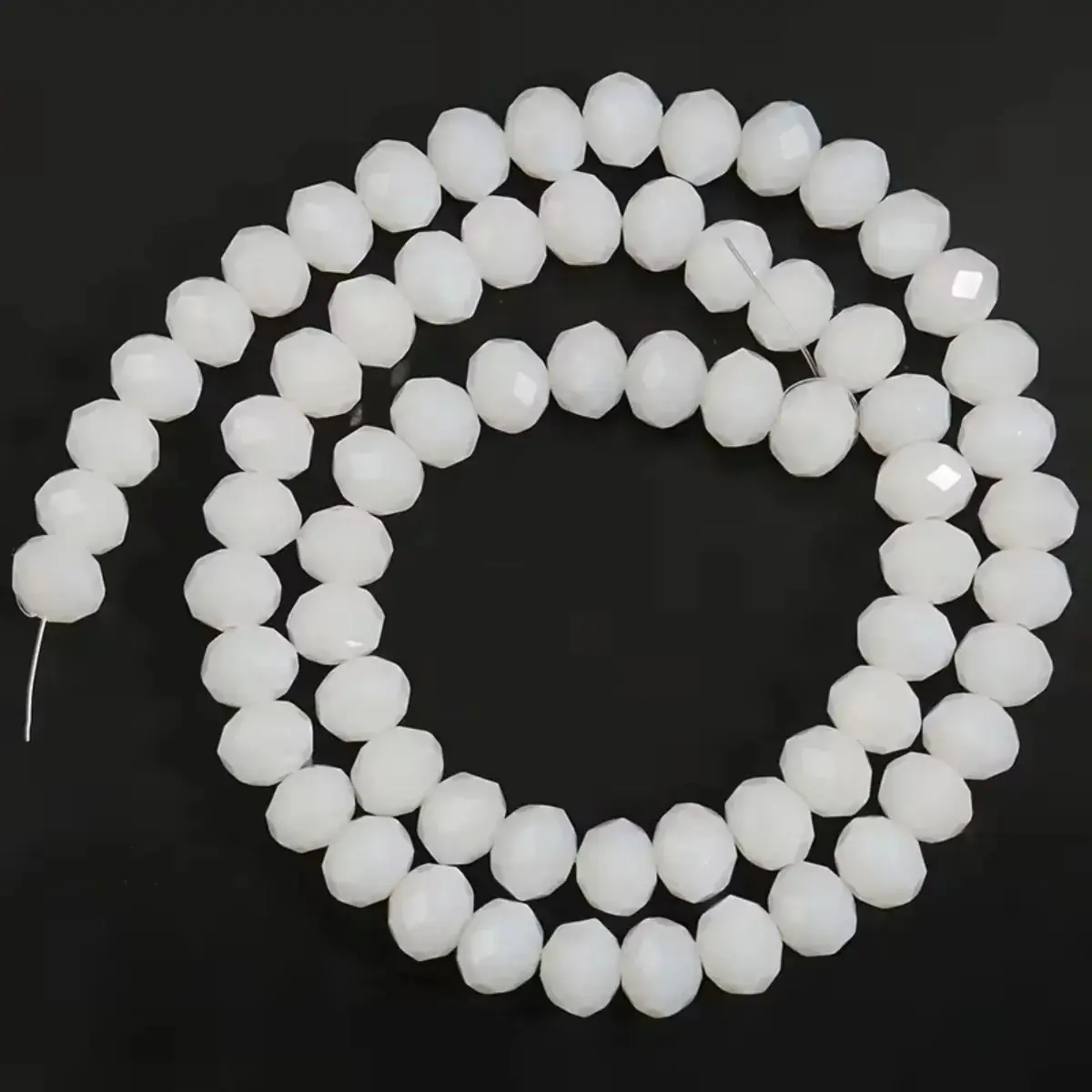 Kit 10 Fios De Miçanga Cristal Guia Vidro Branco 8mm Branco 40 Cm 8 Mm - Imagem 2