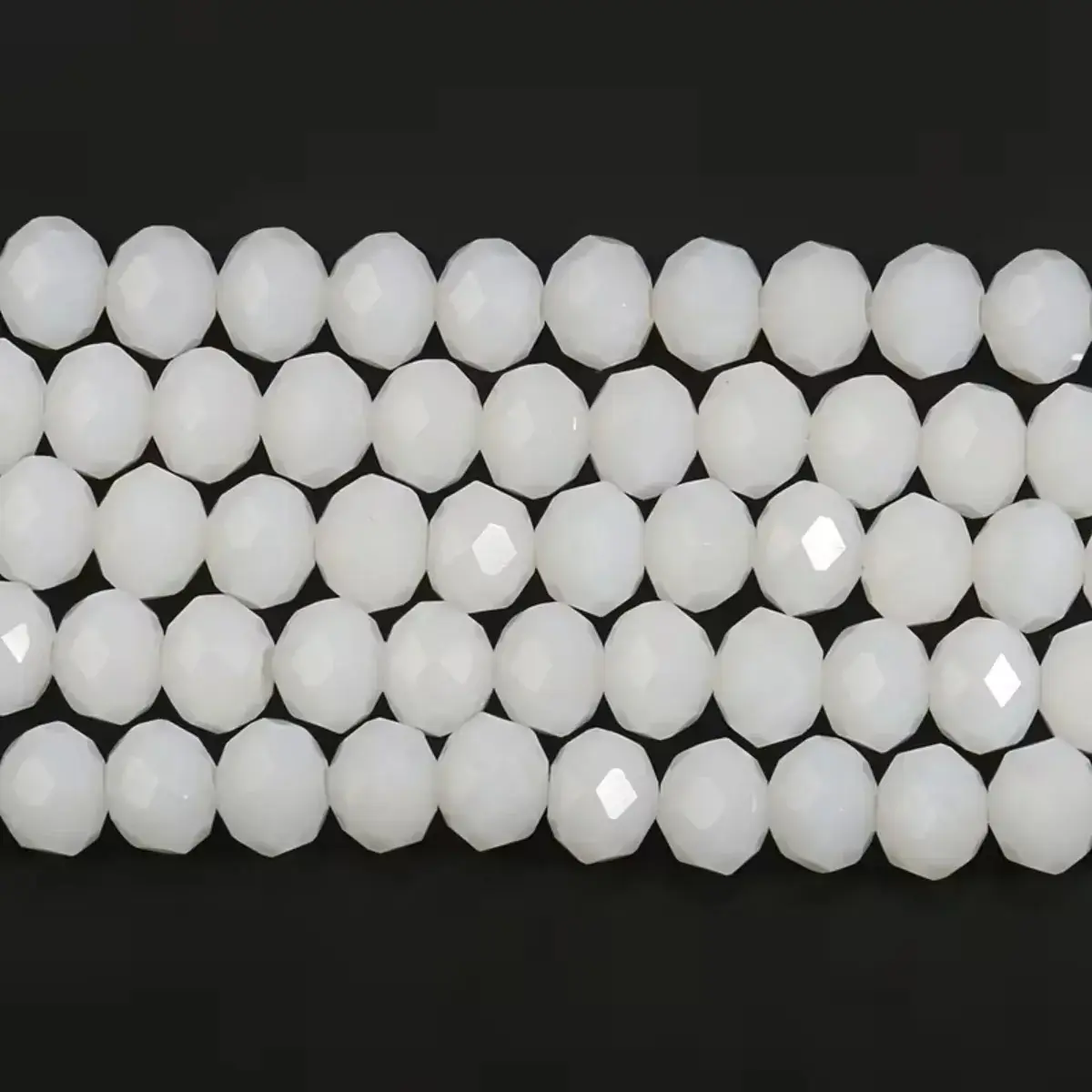 Kit 10 Fios De Miçanga Cristal Guia Vidro Branco 8mm Branco 40 Cm 8 Mm - Imagem 3