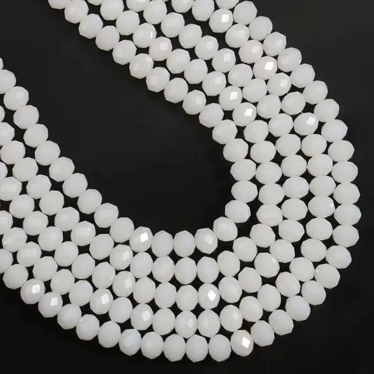 Kit 10 Fios De Miçanga Cristal Guia Vidro Branco 8mm Branco 40 Cm 8 Mm - Imagem 5