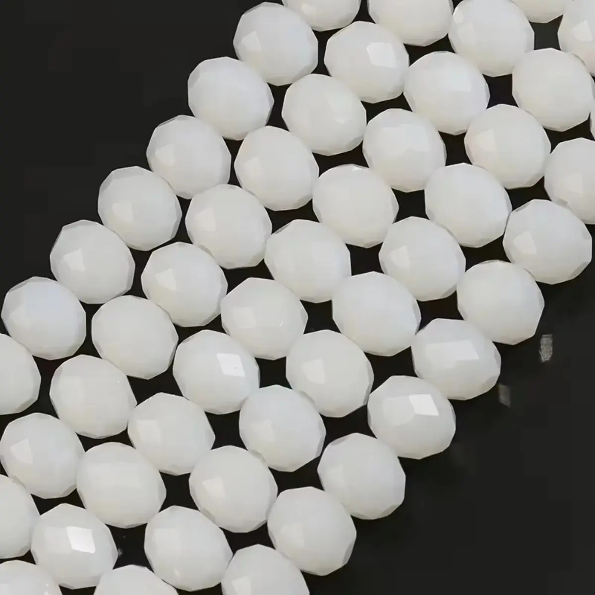Kit 3 Fios De Miçanga Cristal Guia Vidro Branco 8mm Branco 40 Cm 8 Mm - Imagem 6